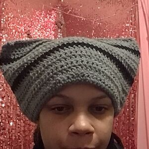 Gray and Black Knitted Hat